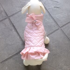 Posse Pink Ruffled Tie Front Sleeveless Dress For Dog/Cat Between 7 & 12 Pounds.